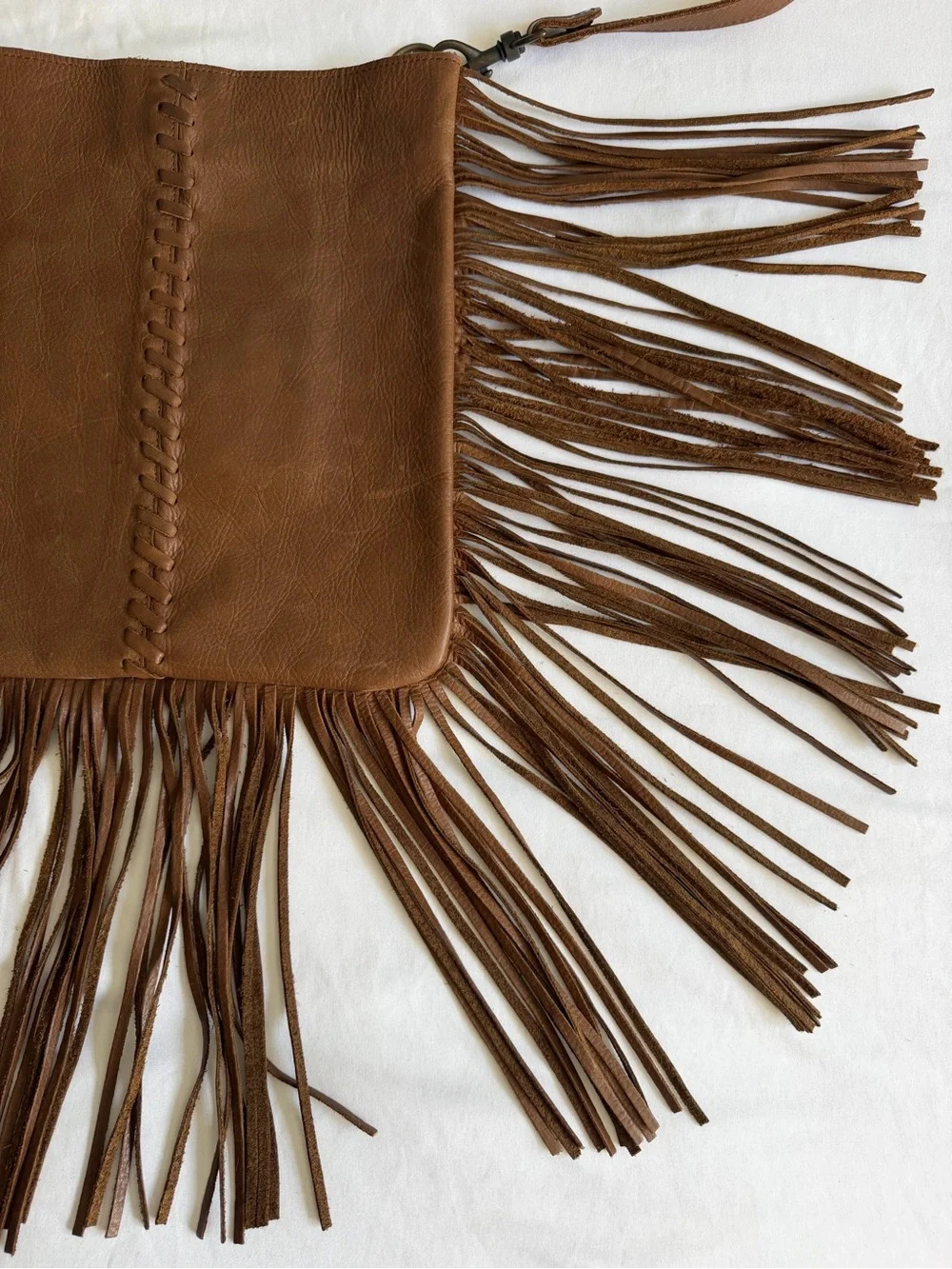 Mcfadin Brown Leather Fringe Western Boho Crossbody Bag Handmade Texas